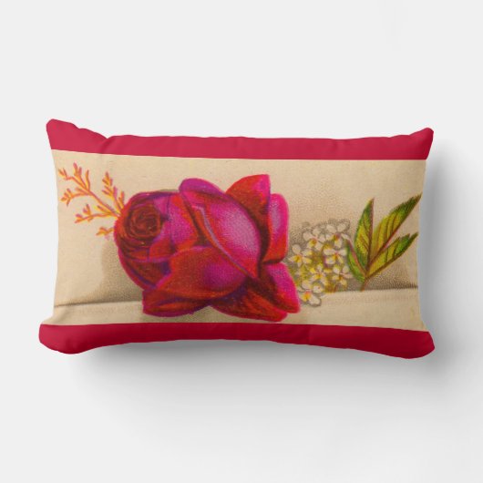 赤いビクトリアンバラ ランバークッション (正面)