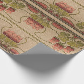 赤いビクトリアンフローラ ラッピングペーパー (角)