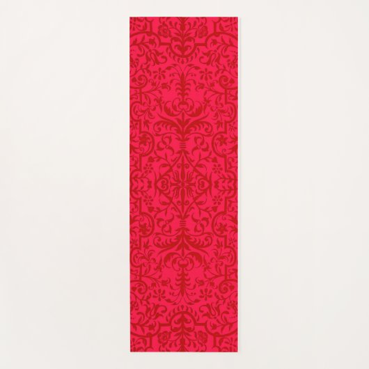 赤いビクトリアンモチーフ ヨガマット (正面)