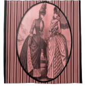 赤いビクトリアンレディストライプーショーカーテン シャワーカーテン (正面)