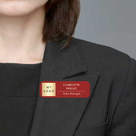 赤いビジネスロゴ従業員モダン 名札