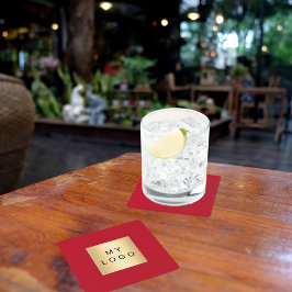 赤いビジネスロゴ スクエアペーパーコースター