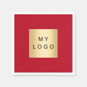 赤いビジネスロゴ スタンダードカクテルナプキン (正面)