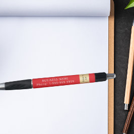 赤いビジネス会社ロゴ名前電話 ボールペン