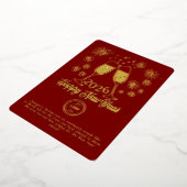 赤いビジネス新年2026シャンパンゴールド 箔シーズンカード (回転した状態)