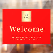 赤いビジネス ロゴ ウェルカム オープニング アワー ウィンドウサイン (シート2)