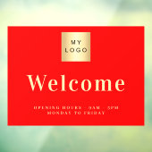 赤いビジネス ロゴ ウェルカム オープンの時間です ウィンドウサイン (シート3)