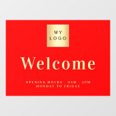 赤いビジネス ロゴ ウェルカム オープンの時間です ウィンドウサイン (シート)