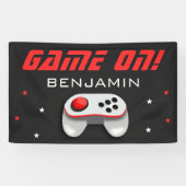 赤いビデオゲームの誕生日パーティー 横断幕 (横)