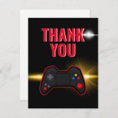 赤いビデオゲームパーティーの感謝カード サンキューカード (正面/裏面)