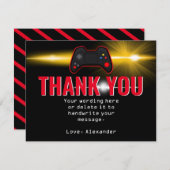 赤いビデオゲームパーティーの感謝カード サンキューカード (正面/裏面)