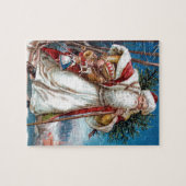 赤いビロードおよび白い毛皮のビクトリアンなサンタクロース ジグソーパズル (横)