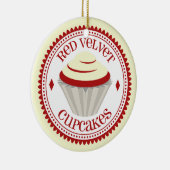 赤いビロードのカップケーキのオーナメント セラミックオーナメント (右)