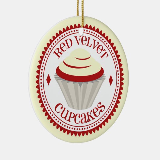 赤いビロードのカップケーキのオーナメント セラミックオーナメント (右)