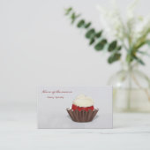 赤いビロードのカップケーキのベーカリー 名刺 (スタンド正面)