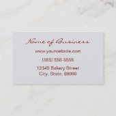 赤いビロードのカップケーキのベーカリー 名刺 (裏面)