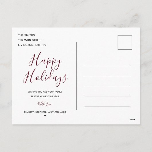 赤いビロードのクリスマスの写真は郵便はがき感謝していしています シーズンポストカード (裏面)