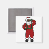 赤いビロードの黒いサンタ マグネット (正面/裏面)