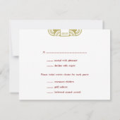 赤いビロードのdecoの結婚式のエンクロージャRSVPの応答 出欠カード (裏面)