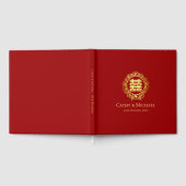 赤いビンテージ中国の花輪二重喜慶文字デザイン ゲストブック (全面)