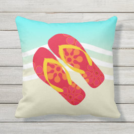 赤いビーチサンダルビーチ波 クッション