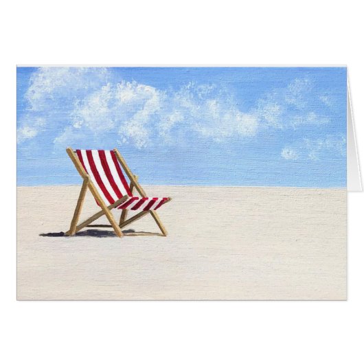 赤いビーチチェアの絵、元気になるカード (正面横)