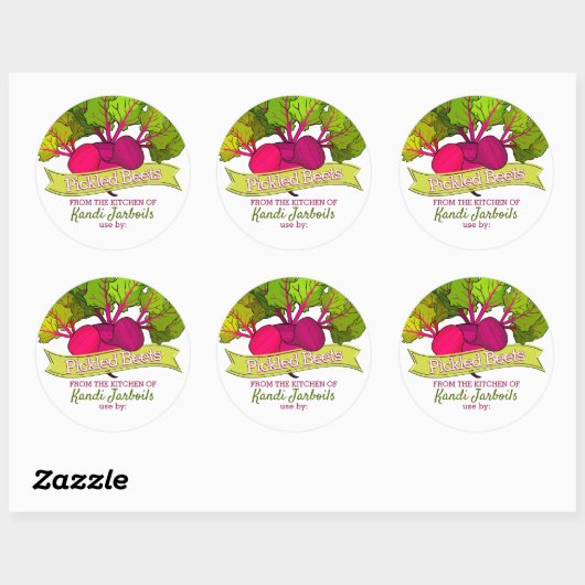 赤いビーツパーソナライズされたホーム缶詰の自家製 ラウンドシール (シート)