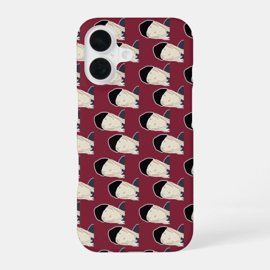 赤いビーニー・ボーイ柄 iPhone 16ケース (裏面)