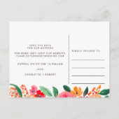 赤いピはっきりしたンクのフローラ婚式の日付を節約 案内ポストカード (裏面)