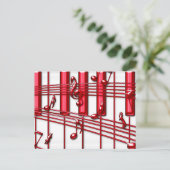 赤いピアノのキーボード ポストカード (スタンド正面)