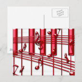 赤いピアノのキーボード ポストカード (正面/裏面)