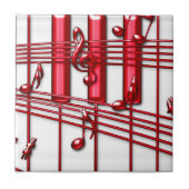 赤いピアノキーボードの陶磁器の写真のタイル タイル (正面)