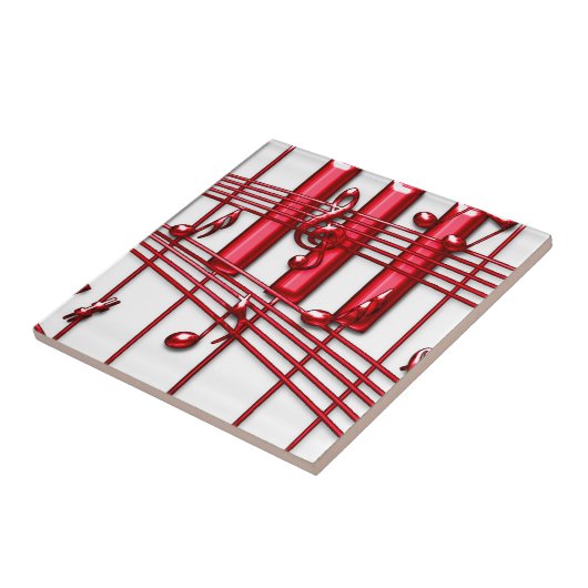 赤いピアノキーボードの陶磁器の写真のタイル タイル (側面)