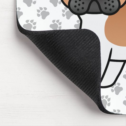 赤いピエールフランスのブルドッグかわいい漫画の犬 マウスパッド (コーナー)
