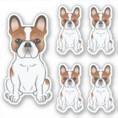 赤いピエールフランスのブルドッグ漫画の犬のイラスト シール (正面)