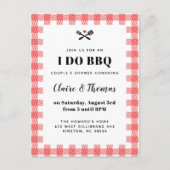 赤いピクニックのチェック柄の布を使った BBQ の誘い ポストカード (正面)