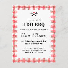 赤いピクニックのチェック柄の布を使った BBQ の誘い ポストカード