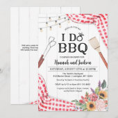 赤いピクニックチェックの「I Do BBQ」カップルシャワーの招待状 招待状 (正面/裏面)