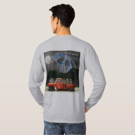 赤いピックアップトラックとスケルトンクルー Tシャツ