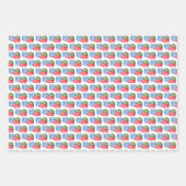 赤いピックアップトラックとプレゼント ラッピングペーパーシート (正面3)