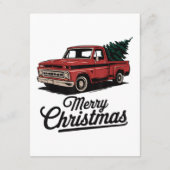 赤いピックアップトラックのクリスマスツリー ヴィンテージクリスマス エンクロージャーカード (裏面)