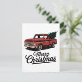 赤いピックアップトラックのクリスマスツリー ヴィンテージクリスマス エンクロージャーカード (スタンド正面)