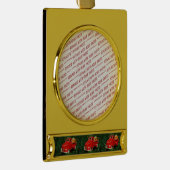 赤いピックアップトラッククリスマス ゴールドプレートバナーオーナメント (右)