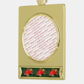 赤いピックアップトラッククリスマス ゴールドプレートバナーオーナメント (左)