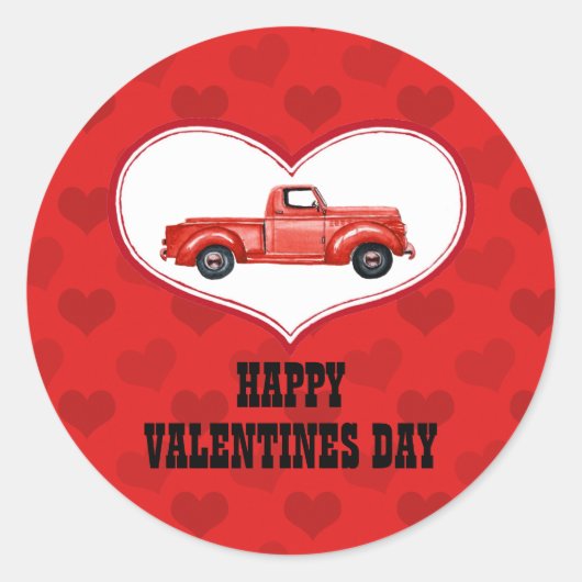赤いピックアップトラックシール ラウンドシール (正面)
