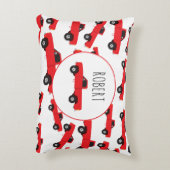 赤いピックアップトラック輸送トラックの少年の名前 アクセントクッション (裏面(縦))