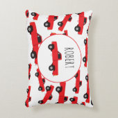 赤いピックアップトラック輸送トラックの少年の名前 アクセントクッション (正面(垂直))