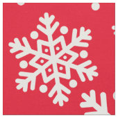 赤いピマ綿布に白い雪の模様 ファブリック (クローズアップ)