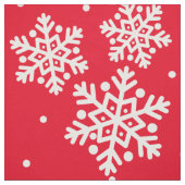 赤いピマ綿布に白い雪の模様 ファブリック (見本)