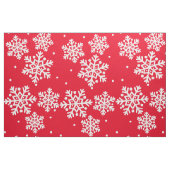 赤いピマ綿布に白い雪の模様 ファブリック (ファットクウォーター)